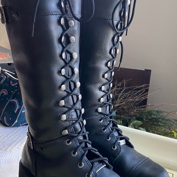 Harley Davidson Womens Leather Motorcycle Boots - Picture 2 of 8